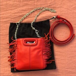 Maje Red Fringe Crossbody Bag